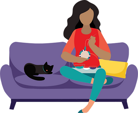 Family Care Plans woman sitting on couch beading