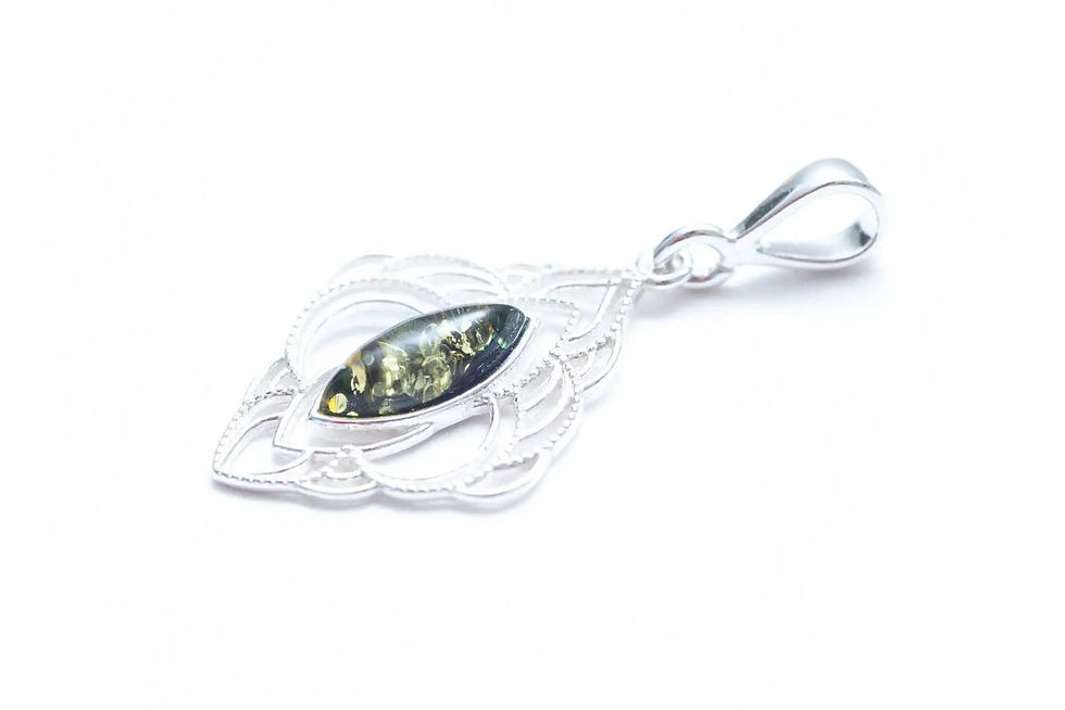 Thumbnail: Green Amber Filigree Chandelier Pendant