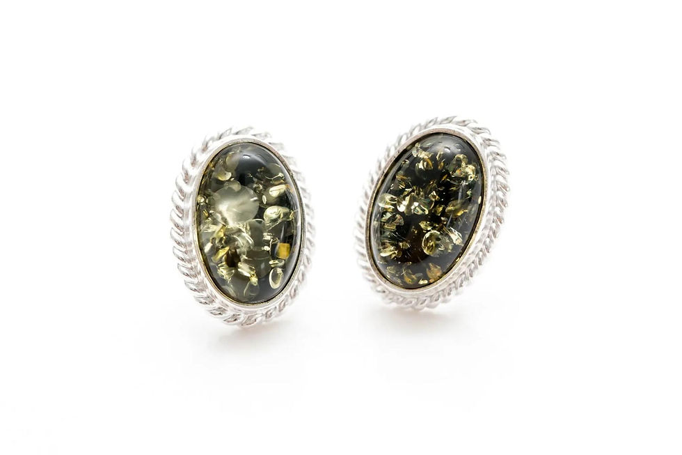 Thumbnail: Green Amber Quintessence Stud Earrings
