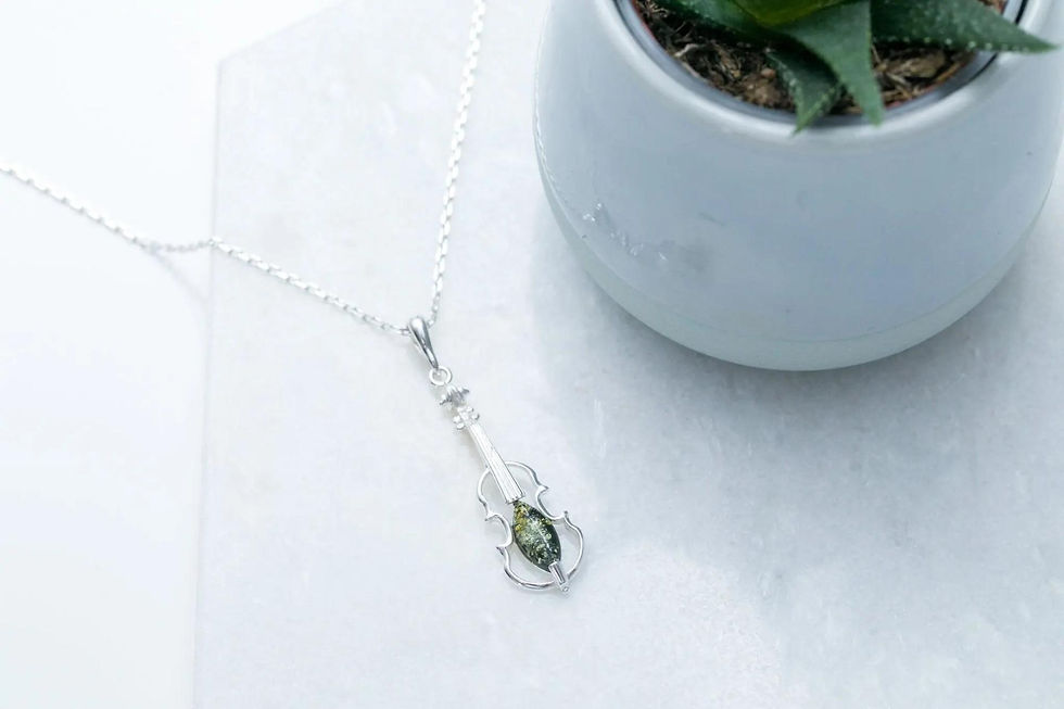 Thumbnail: Green Amber Violin Pendant