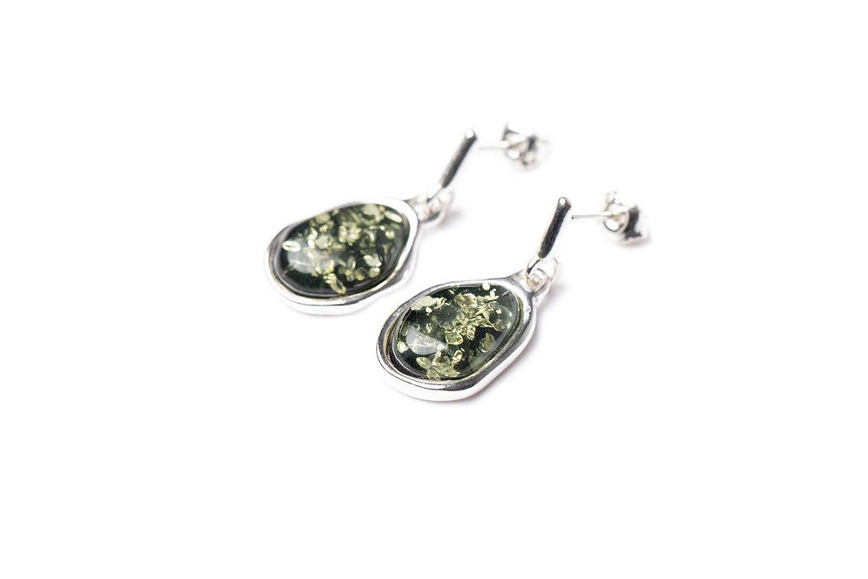 Thumbnail: Green Amber ELEMENTS Drop Earrings