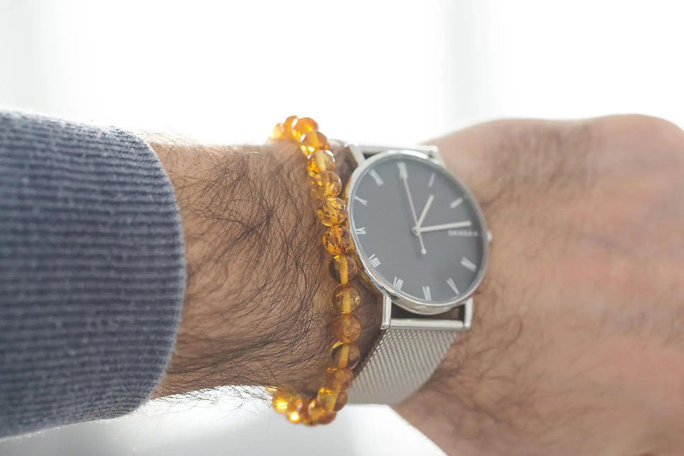 Thumbnail: Honey Amber Sphere Bead Bracelet