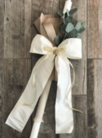 Eucalyptus/Olive theme Baptism Candle