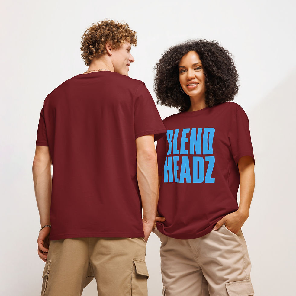Thumbnail: Blend Headz L.Blue Text Unisex organic ribbed neck t-shirt