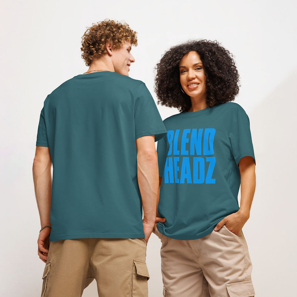 Thumbnail: Blend Headz L.Blue Text Unisex organic ribbed neck t-shirt