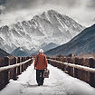 older adult traveling in front of snow mountain.jpg