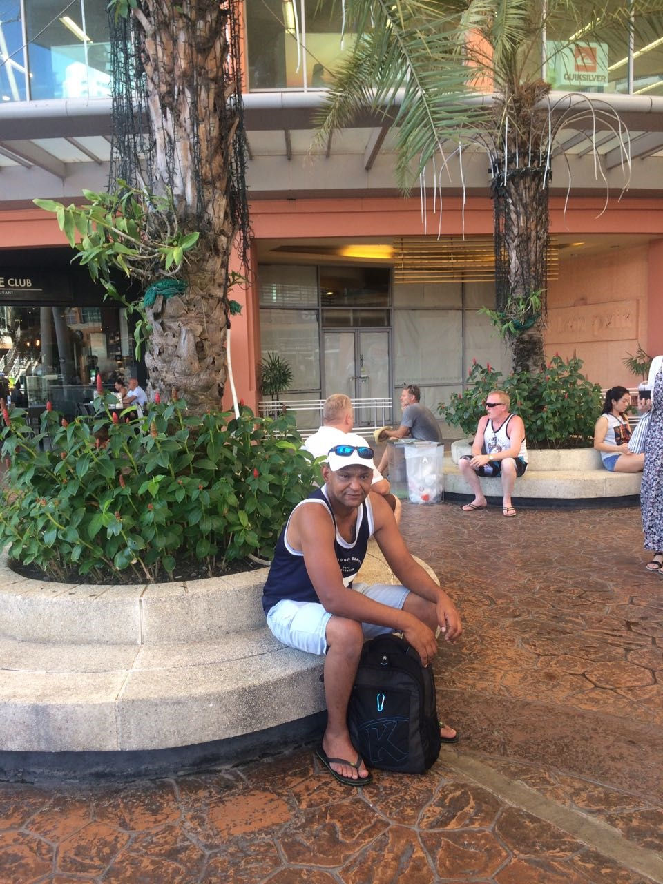 In the lobby of Sunset Beach Resort.