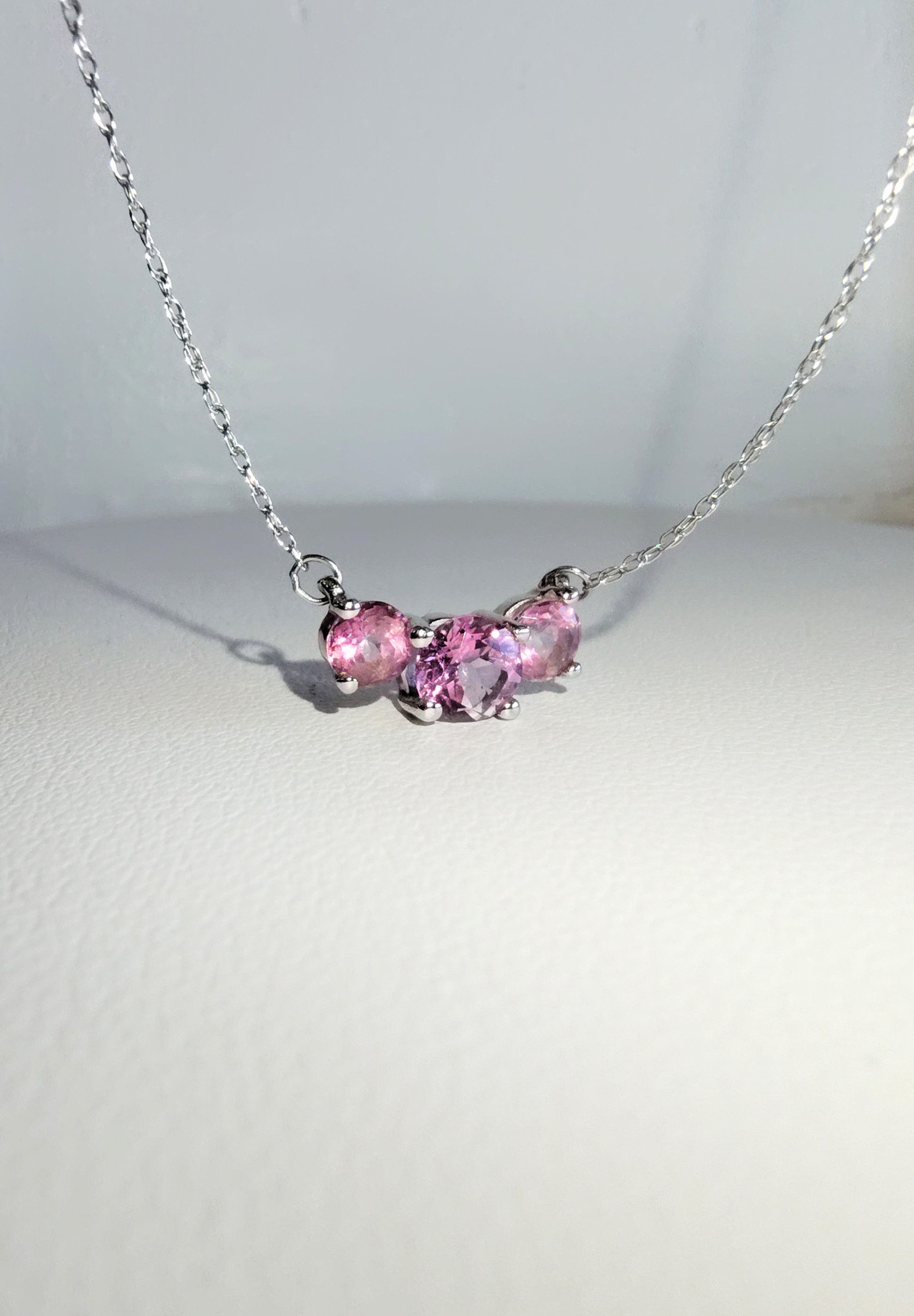 14K STATIONARY PINK TOPAZ NECKLACE