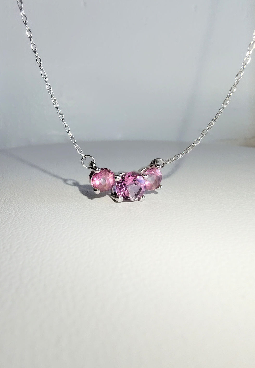 Thumbnail: 14K STATIONARY PINK TOPAZ NECKLACE