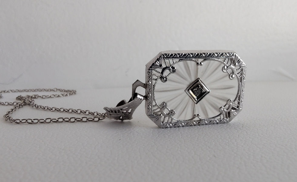 Thumbnail: 14K VINTAGE CAMPHOR GLASS NECKLACE