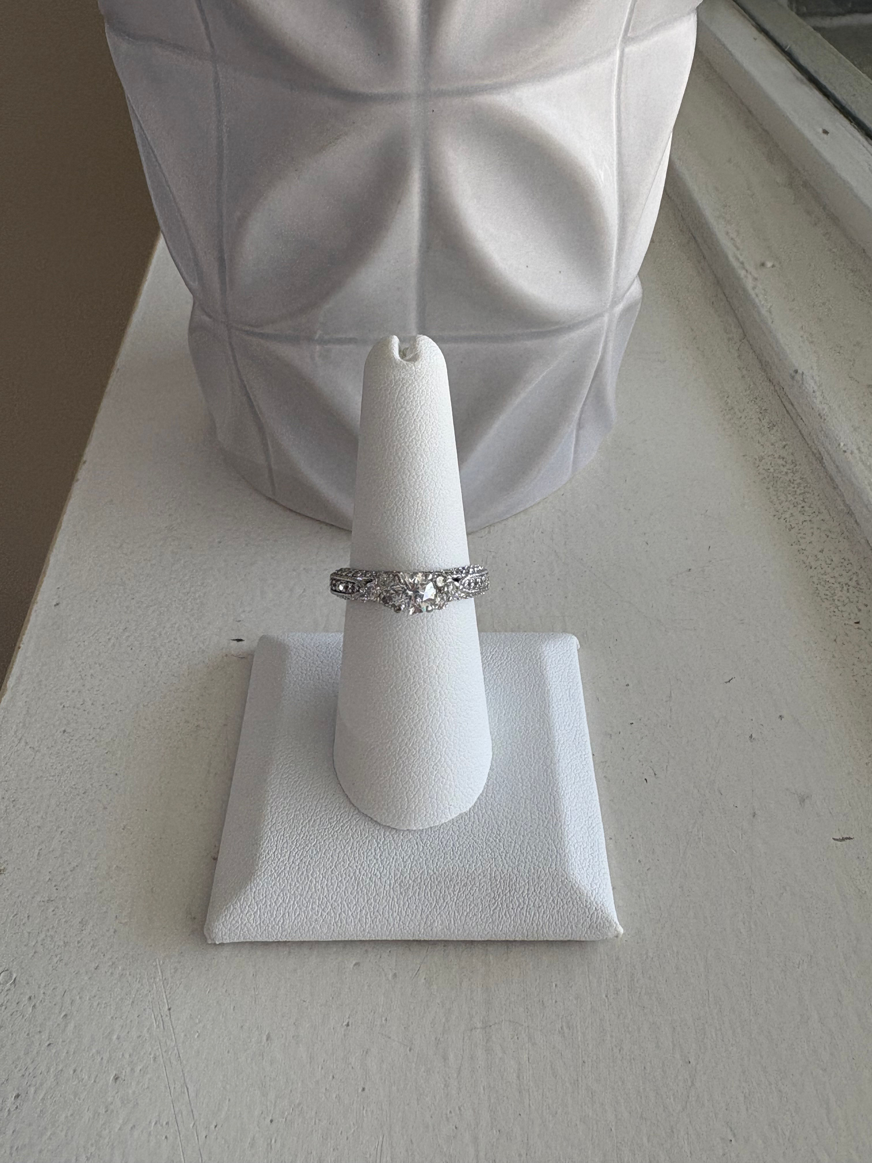 14K OPEN SHANK PAST PRESENT FUTURE ENGAGEMENT RING