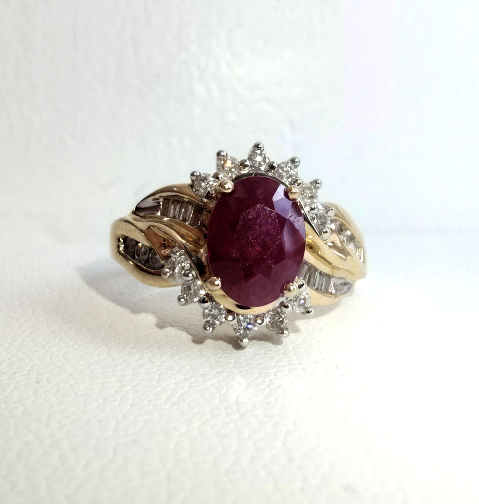 14K RUBY HALO RING