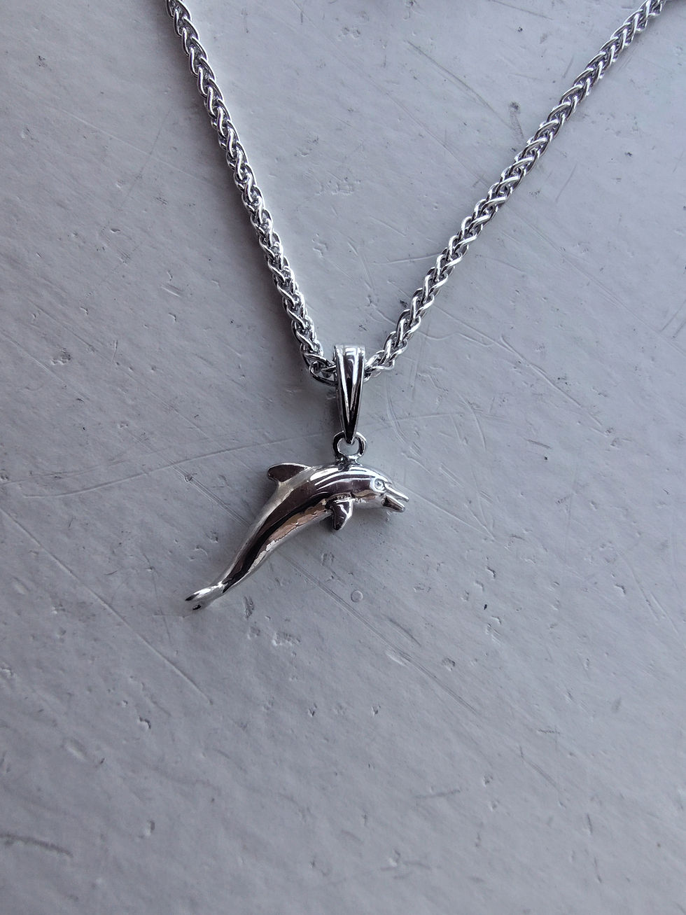 Thumbnail: STERLING SILVER 3-D DOLPHIN PENDANT