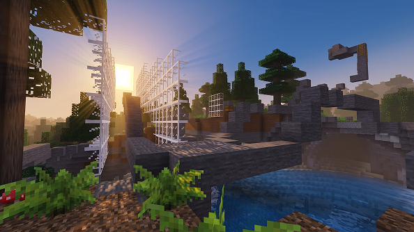 a floating animal and plants in minecraft style with transparent background.png