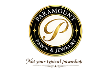 Paramount Pawn & Jewelry logo with gold P emblem and the tagline "Not your typical pawnshop."