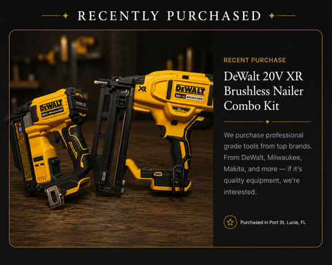 DeWalt 20V XR Brushless cordless nailer combo kit recently purchased by Paramount Pawn & Jewelry in Port St. Lucie.