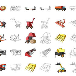 Collection of farm equipment icons for agricultural setup