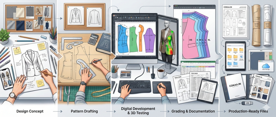 From Fashion Sketch to Production-Ready Files: The Complete COKAA Pattern Making Process