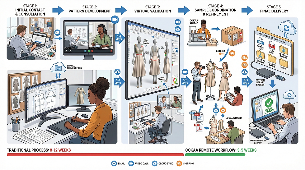 Remote Pattern Making Workflow - Step-by-Step Process