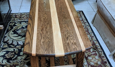 Dark/White Oak/Maple coffee table, end view.