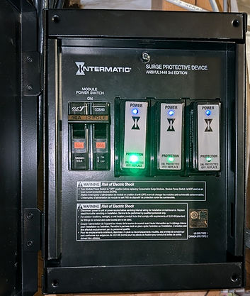 Front panel for a popular whole house Surge Protection box.
