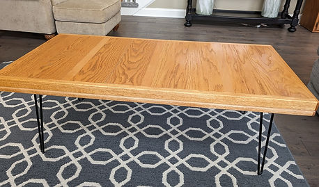 Mid-century modern oak table with hairpin legs