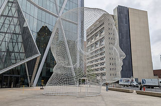 12-metre bent-wire portrait of a girl's head made with 11,500 welds and 4.6 km of steel rods