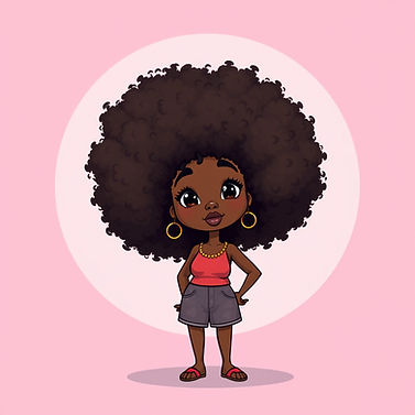 afro plus size girl cartoon in pink background.jpg