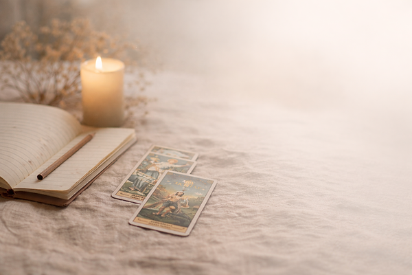 Tarotkarten, Journal, Kerze