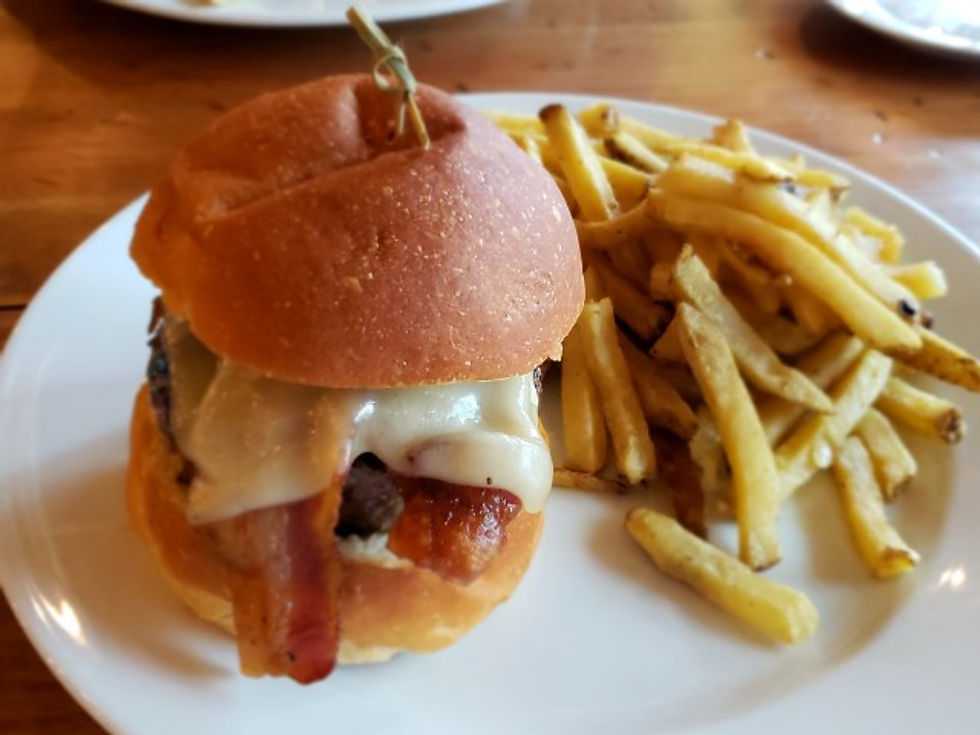 The burger and fries at Roy Pitz Barrel House.