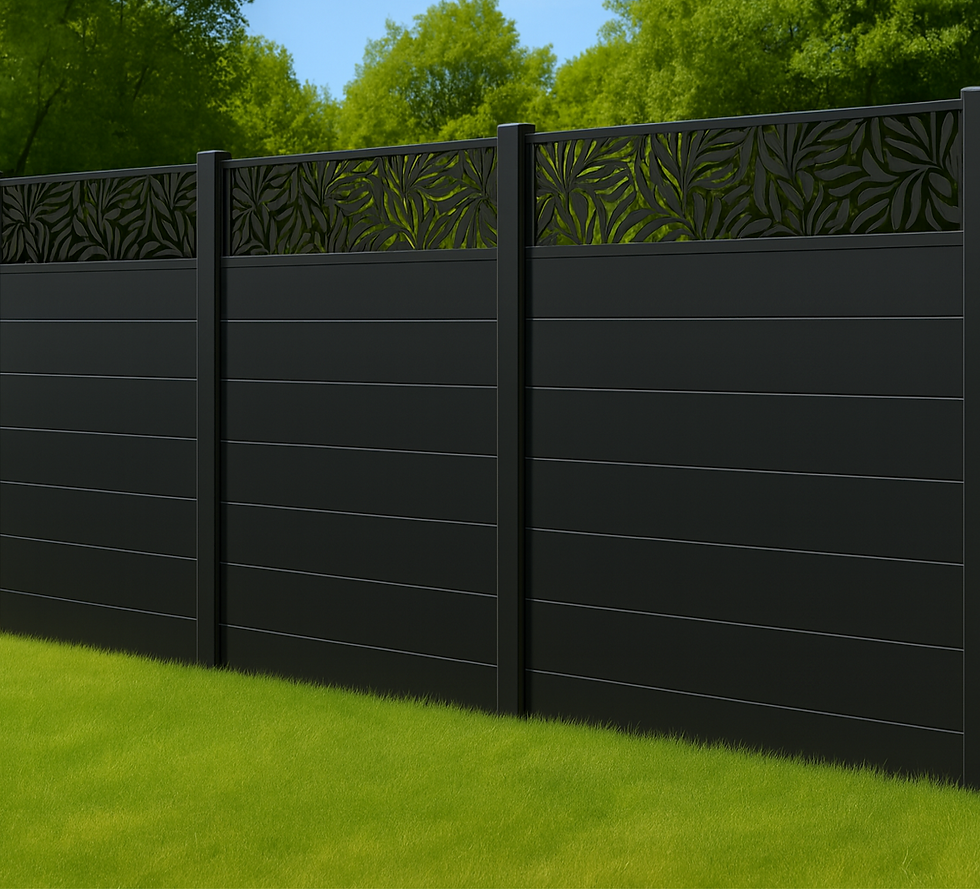 6ft composite fence panel with twining design aluminium trellis