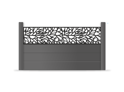 3ft composite fencing with broken glass patterned aluminium trellis, decorative fencing, patterned fencing