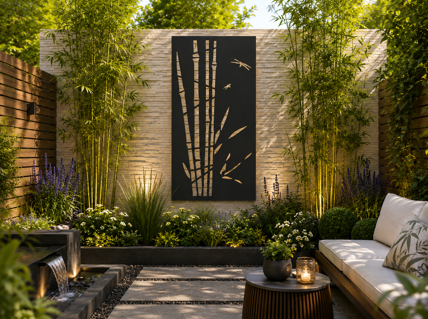 Anisoptera decorative screen or panel in zen or contemporary style garden