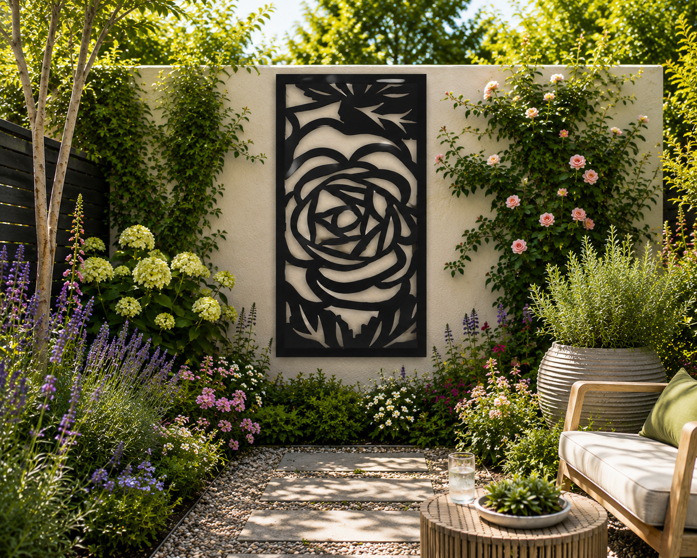 Rose design decorative screen or panel to bring beauty to your garden
