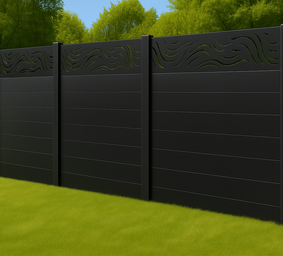 6ft composite fence panel with ocean waves design aluminium trellis
