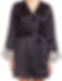 Luxurious silk retro style robe with contrasting lace trim accents.