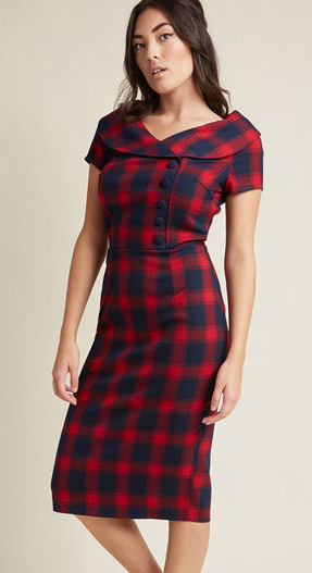 plaid wiggle dress