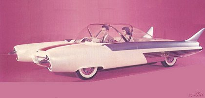 Auto Designer Richard Arbib and Bettie Page in his Ford FX Atmos
