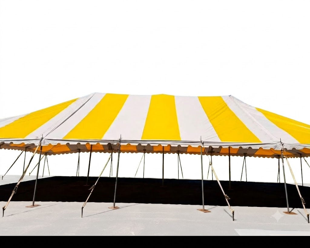 6m X 12m Large Yellow and White High-Peg & Pole Tent{20 ft W x 40 ft L}