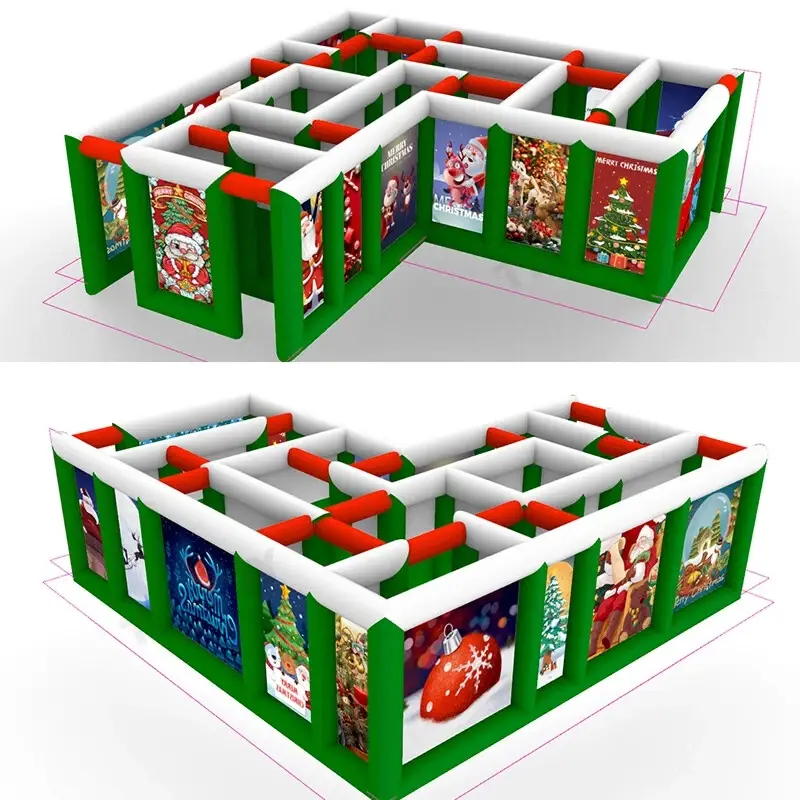 Thumbnail: L Shape Inflatable Christmas Maze Full Printing Halloween Labyrinth HauntedHouse