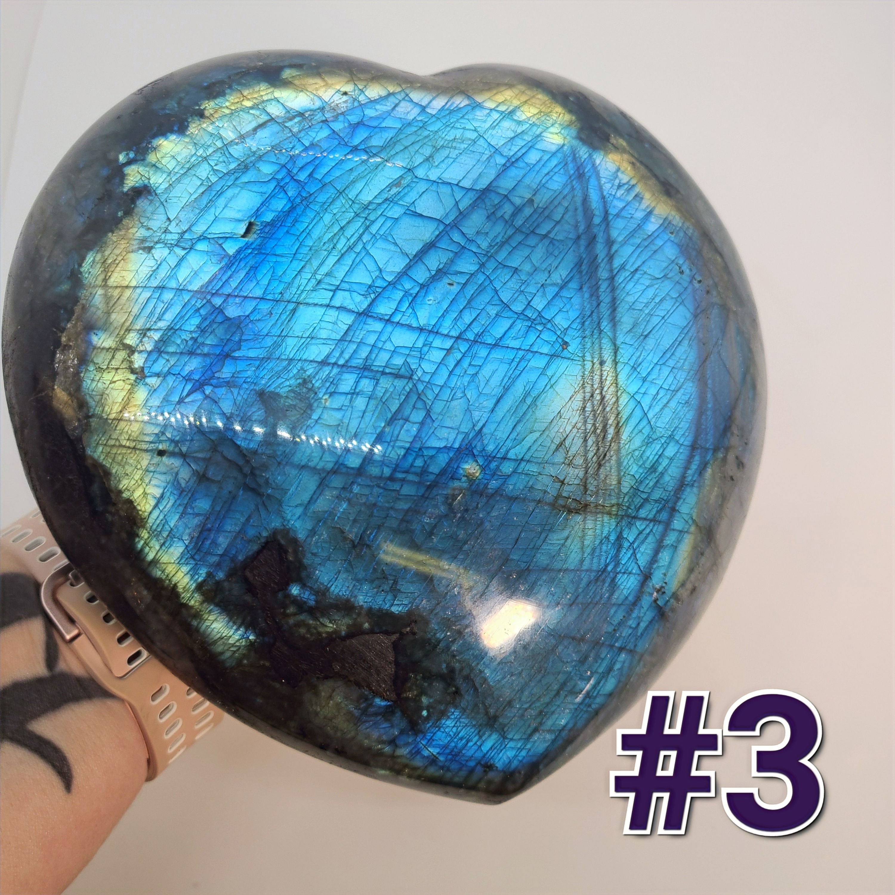 HUGE Flashy Labradorite Heart Crystals