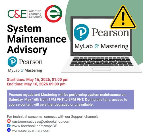 C&E ALS DigiNews19 System Maintenance Advisory Pearson Mastering, MyLab (1).png