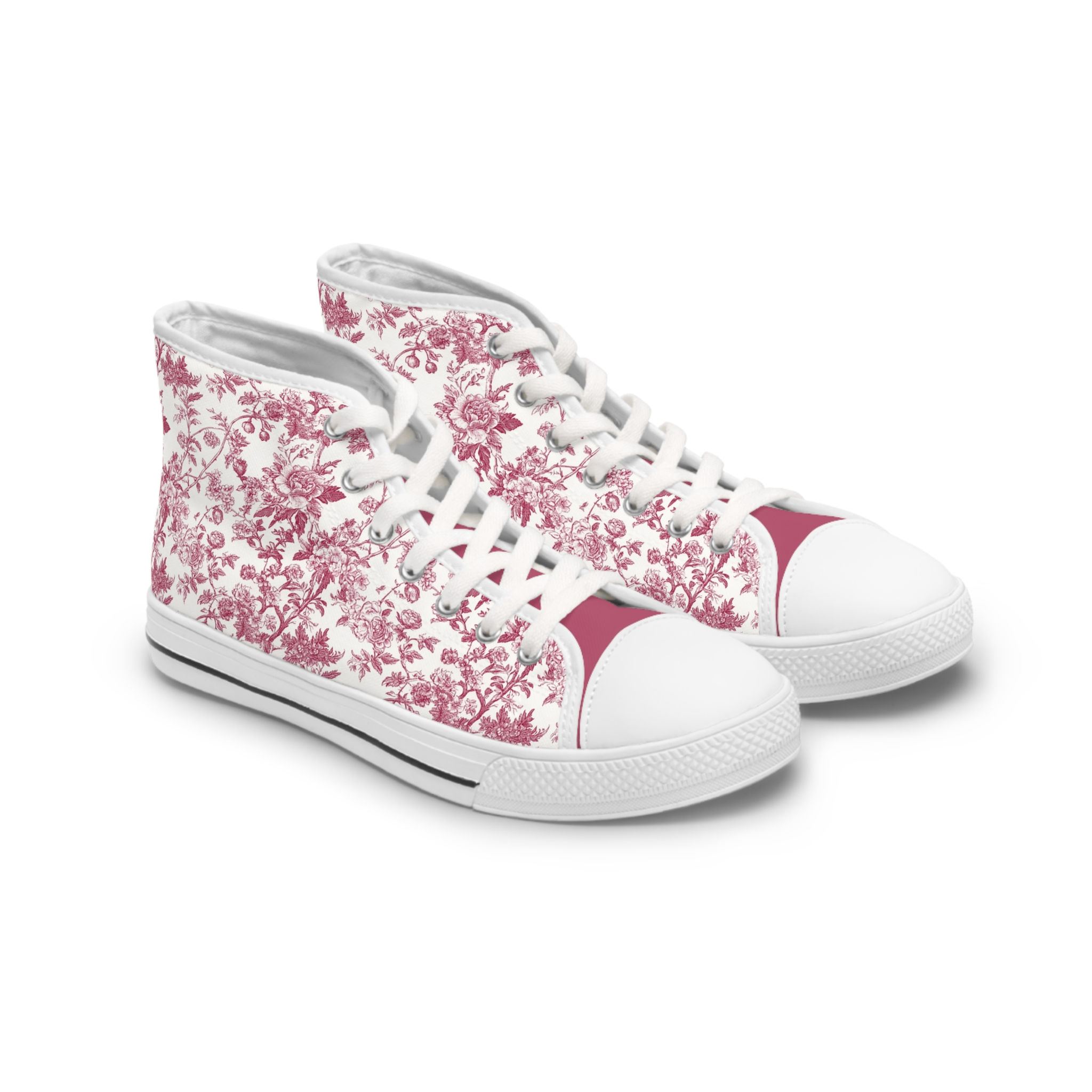 Pink Rose Chinoiserie Women's High Top Sneakers
