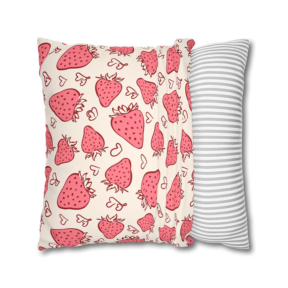 Thumbnail: Cute Strawberries Faux Suede Square Pillowcase 🇺🇸 