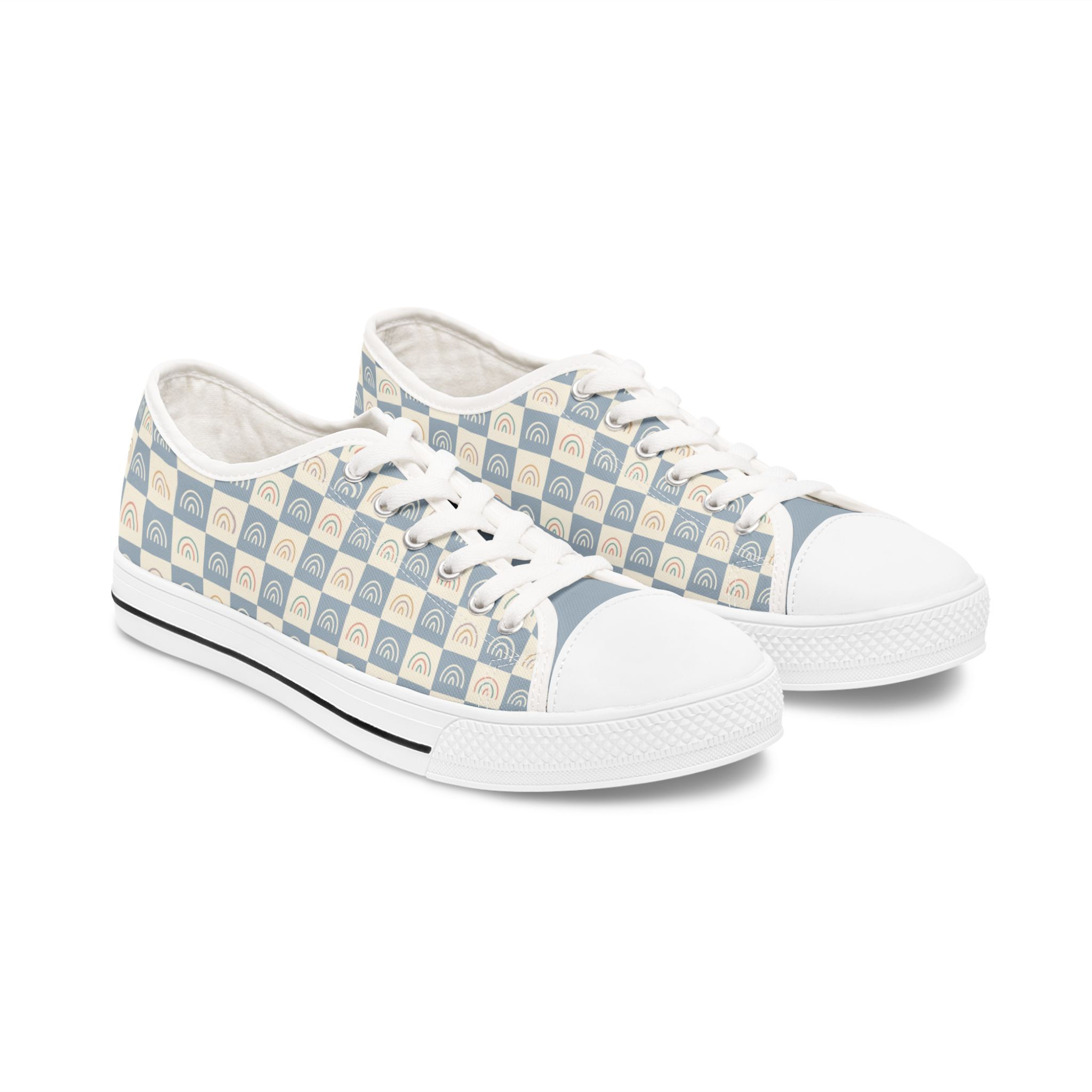 Checkered Rainbow Women's Low Top Sneakers