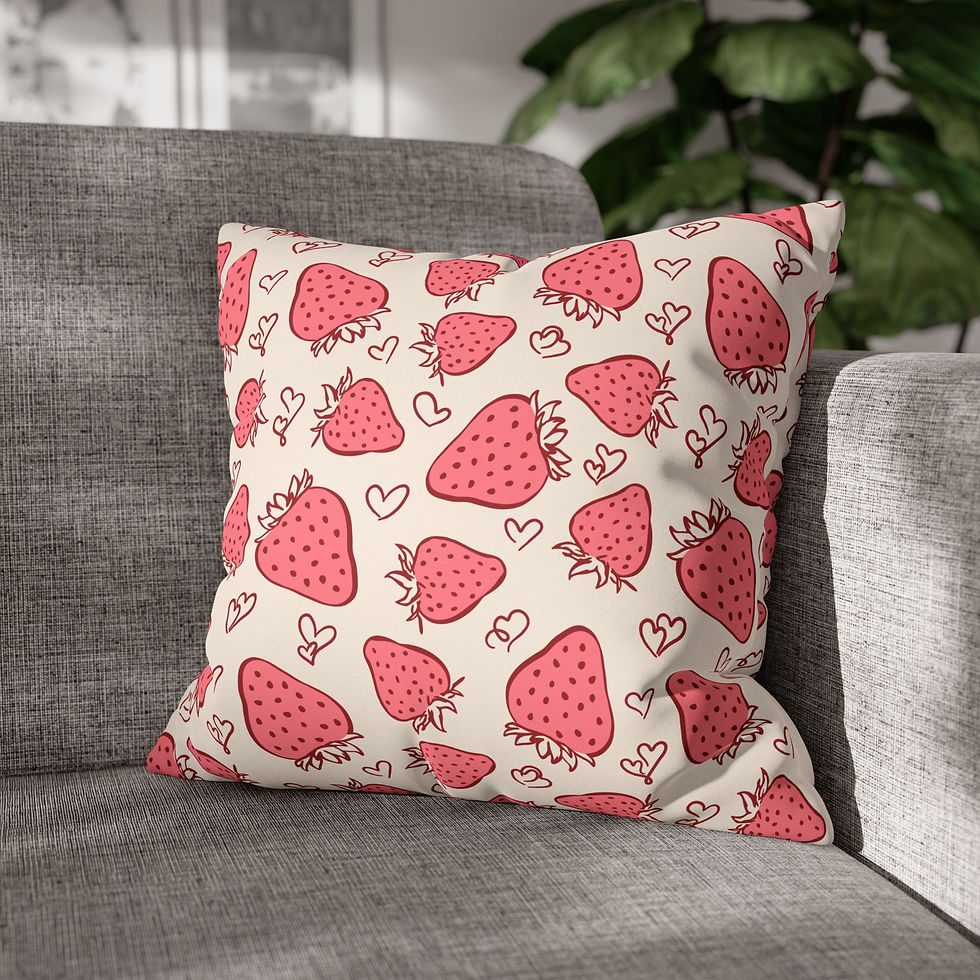 Thumbnail: Cute Strawberries Faux Suede Square Pillowcase 🇺🇸 