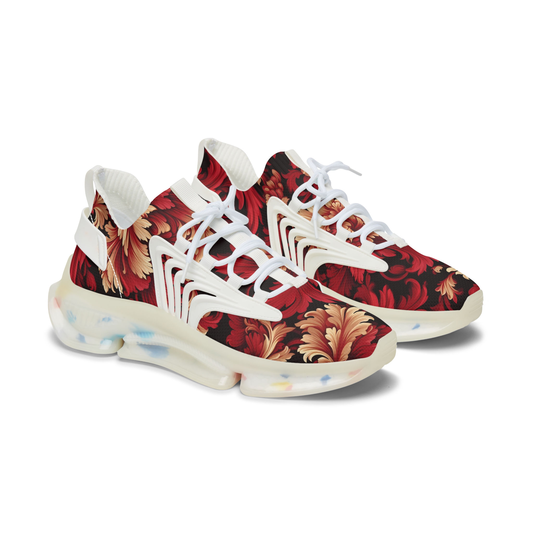 Crimson Bloom Women's Mesh Sneakers