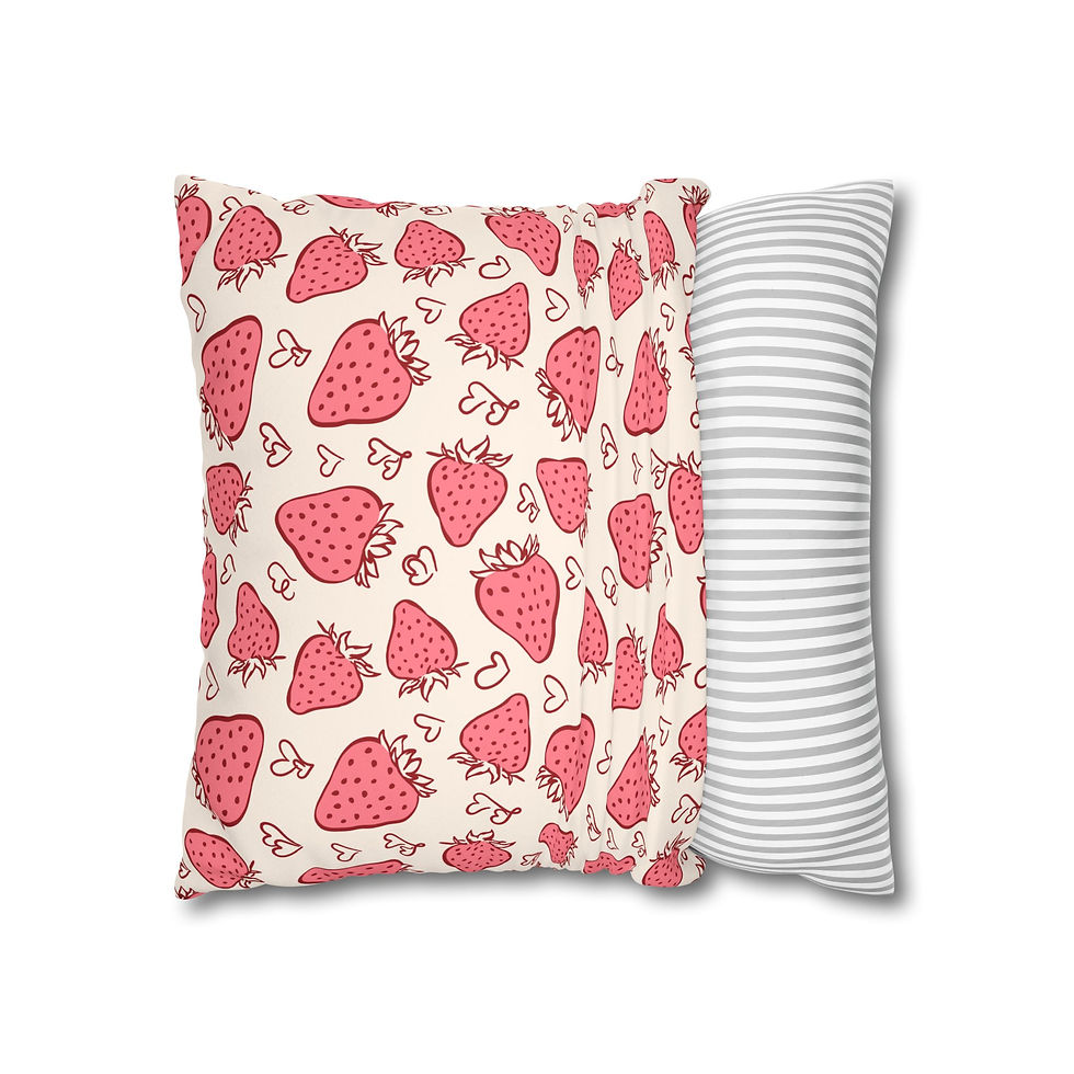 Thumbnail: Cute Strawberries Faux Suede Square Pillowcase 🇺🇸 