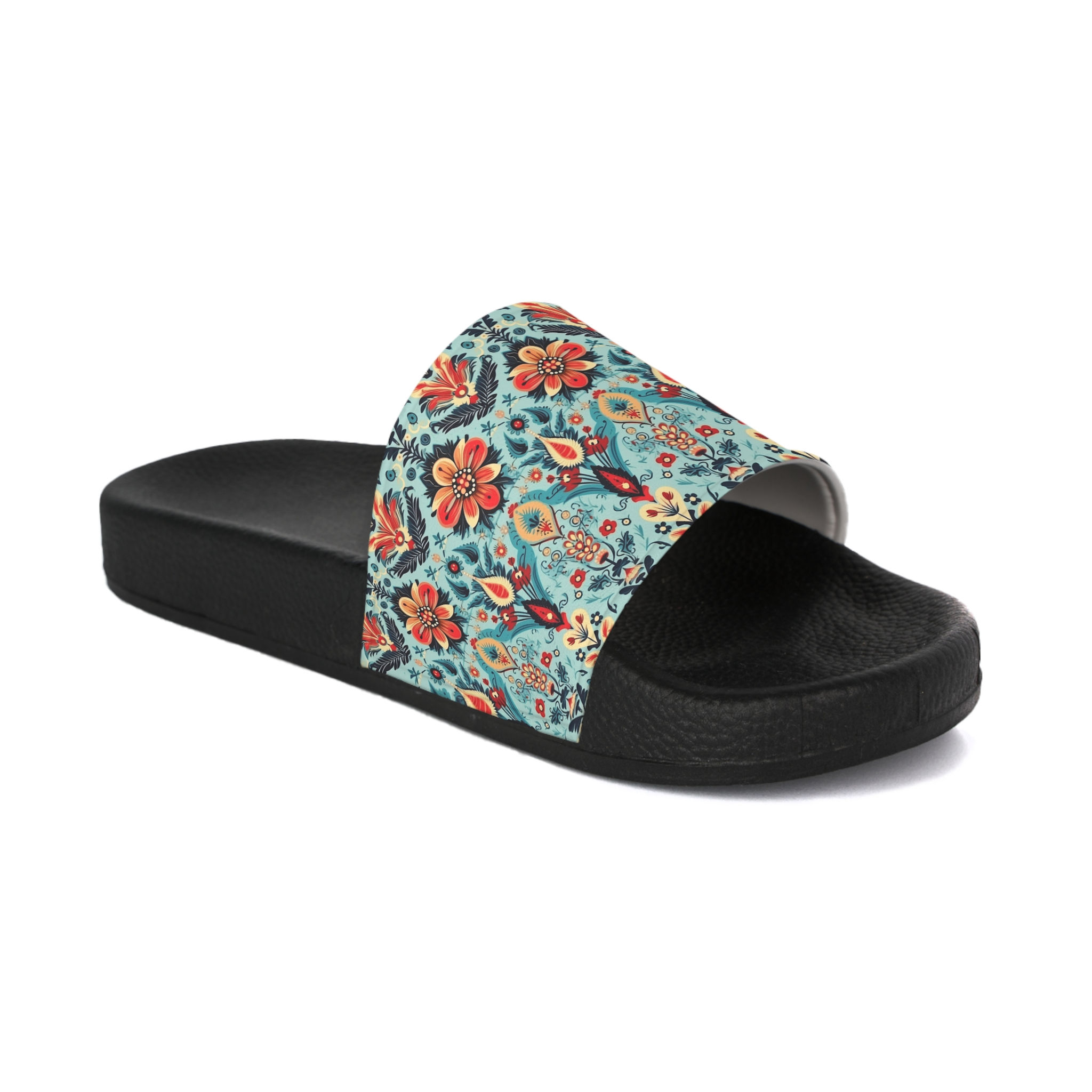 Vibrant Floral Fusion Women's Slide Sandals