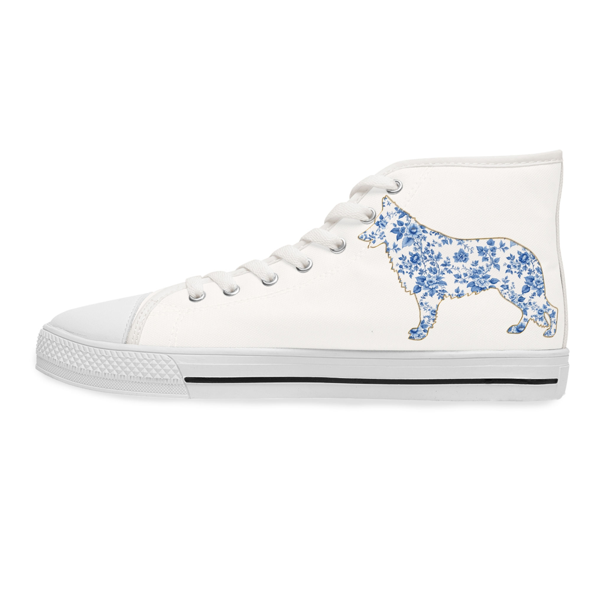 Blue French Toile German Shepherd Women's High-Top Sneakers 🐾💙